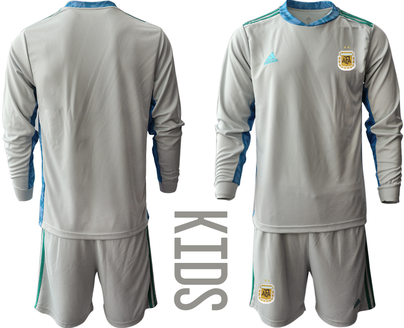 Cheap Youth 2020-2021 Season National team Argentina goalkeeper Long sleeve grey Soccer Jersey
